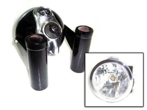 Brand New  Black Painted Headlight + Brackets Fits Royal Enfield available at Online at VintageTank24x7