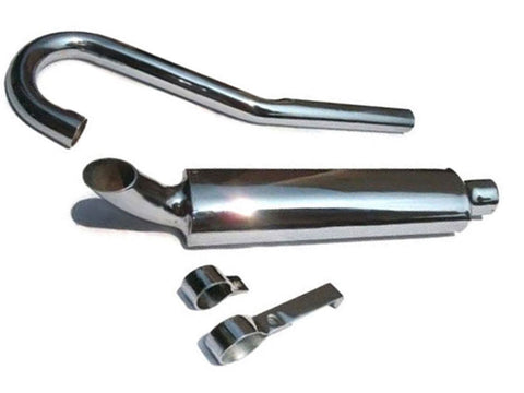 Chrome Trials Scrambler Exhaust Silencer And Pipe - Royal Enfield