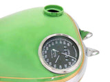 Chromed Green Painted Petrol Tank With Speedometer Fits Vintage BSA B31 Motorcycle.