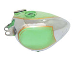 Chromed Green Painted Petrol Tank With Speedometer Fits Vintage BSA B31 Motorcycle.