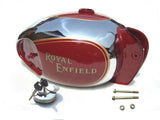 Brand New Chrome Tank Red & With Kneepad Fits Royal Enfield available at Online at VintageTank24x7
