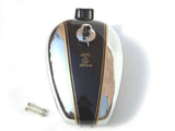 Brand New Customized Deluxe Petrol Tank Chromed/Black Fits Royal Enfield available at Online at VintageTank24x7