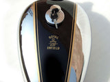 Brand New Customized Deluxe Petrol Tank Chromed/Black Fits Royal Enfield available at Online at VintageTank24x7