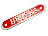Brand New Red Aluminium White Base Brooks Seat Or Saddle Badge Monogram - Vintage Tanks Online