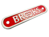 Brand New Red Aluminium White Base Brooks Seat Or Saddle Badge Monogram - Vintage Tanks Online