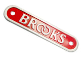 Brand New Red Aluminium White Base Brooks Seat Or Saddle Badge Monogram - Vintage Tanks Online