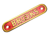 Brooks Red Aluminium Golden Base Seat Or Saddle Badge Monogram - Vintage Tanks Online