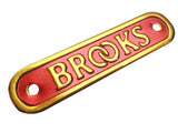 Brooks Red Aluminium Golden Base Seat Or Saddle Badge Monogram - Vintage Tanks Online