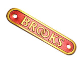 Brooks Red Aluminium Golden Base Seat Or Saddle Badge Monogram - Vintage Tanks Online