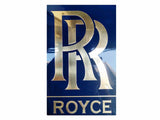 Sign Wall Plaque Classic Car Workshop-Brass Chromed-Blue Rolls Royce Logo Garag