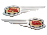 Brand New Winged Silver & Gold Petrol Tank Sticker Logo Fits Royal Enfield - Vintage Tanks Online