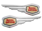 Brand New Winged Silver & Gold Petrol Tank Sticker Logo Fits Royal Enfield - Vintage Tanks Online